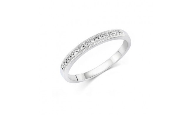14K White Gold 0.10ct Milgrain Diamond Women's Wedding Band
