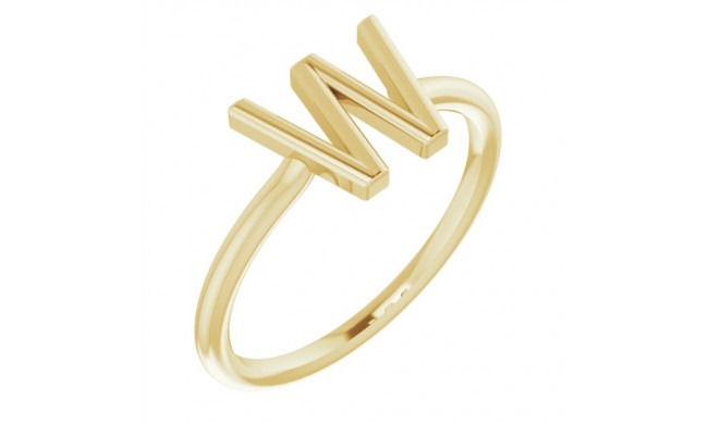 14K Yellow Initial W Ring