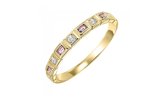 Gems One 14Kt Yellow Gold Diamond (1/12Ctw) & Pink Tourmaline (1/8 Ctw) Ring
