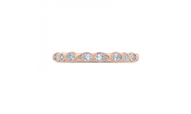 Shah Luxury 14K Rose Gold Pear Oval and Round Diamond Wedding Band