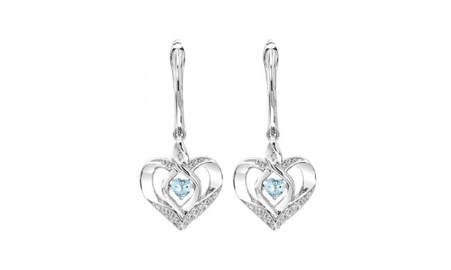 Gems One Silver Diamond (1/50 Ctw) & Created-Aquamarine (1/4 Ctw) Earring