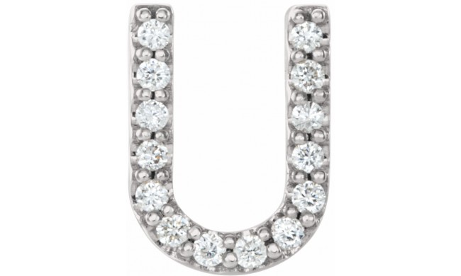 14K White .06 CTW Diamond Single Initial U Earring