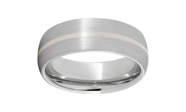 Serinium Domed Band with a 1mm Sterling Silver Inlay and a Satin Finish