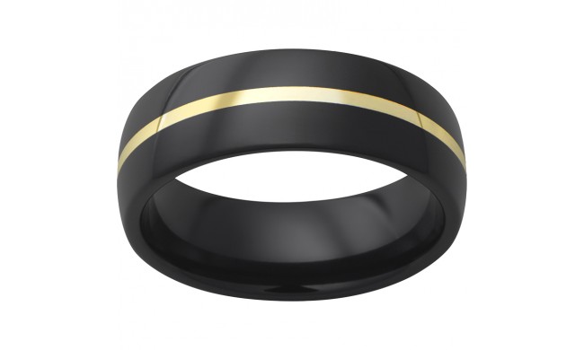 Black Diamond Ceramic Domed Band with 1mm 18K Yellow Gold Inlay