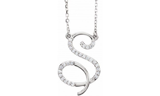 14K White 1/8 CTW Diamond Initial S 16 Necklace