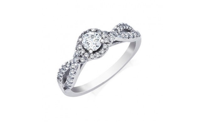 14K White Gold 0.38ct Diamond Melee And A 0.33ct Round Center Diamond Infinity Engagement Ring
