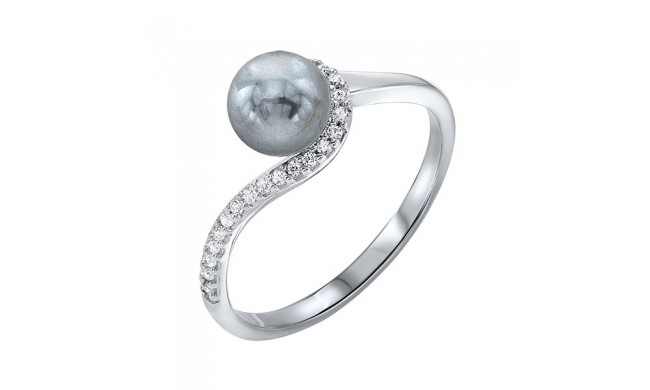 Gems One Silver Cubic Zirconia & Pearl (1 Ctw) Ring