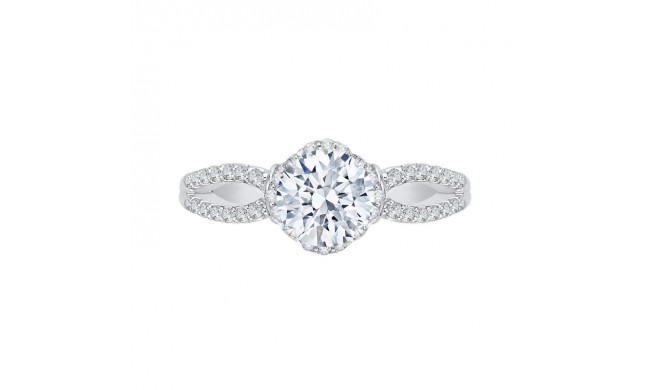 Shah Luxury Round Diamond Engagement Ring with Split Shank In 14K White Gold (Semi-Mount)