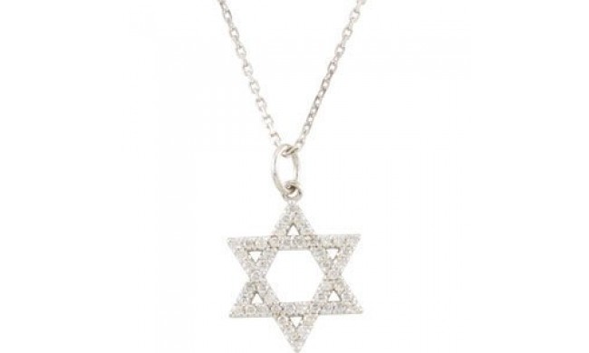14K White 1/5 CTW Diamond Star of David Necklace