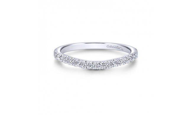 Gabriel & Co. 14k White Gold Contemporary Curved Wedding Band