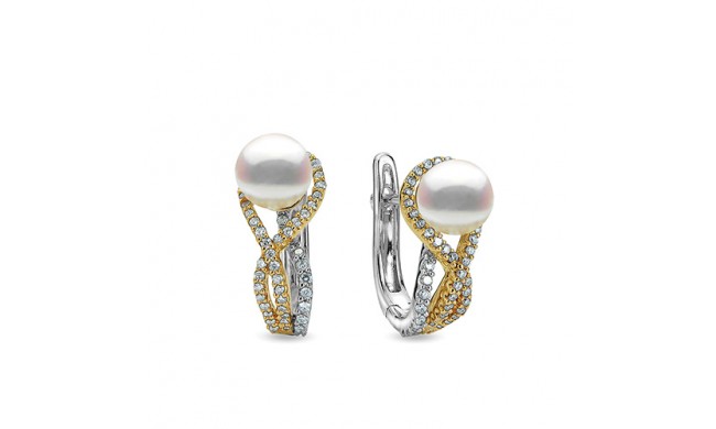 Imperial Pearl 14k Two Tone Gold Akoya Pearl Earring