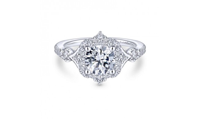 Gabriel & Co. 14k White Gold Art Deco Halo Engagement Ring