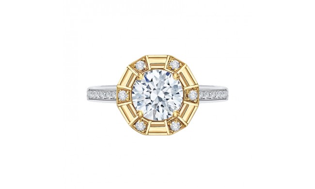 Shah Luxury 14K Two-Tone Gold Round Diamond Cathedral Style Engagement Ring (Semi-Mount)