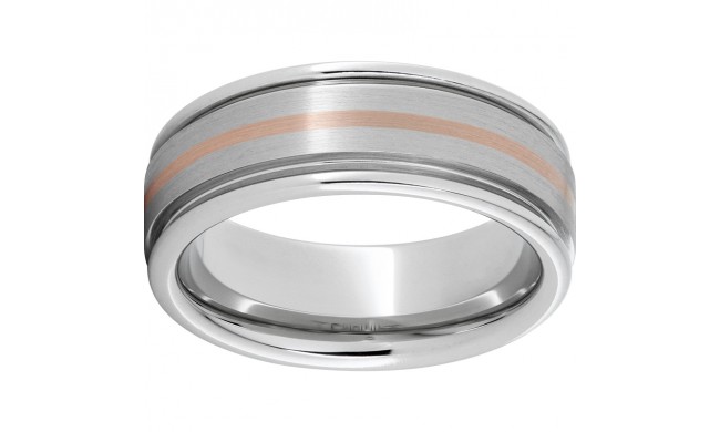 Serinium Rounded Edge Band with a 1mm 14K Rose Gold Inlay and Satin Finish