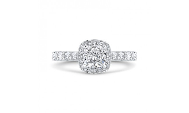 Shah Luxury 14K White Gold Cushion Diamond Halo Engagement Ring (Semi-Mount)