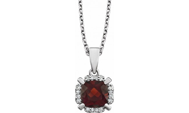 14K White Mozambique Garnet & .05 CTW Diamond 18 Necklace