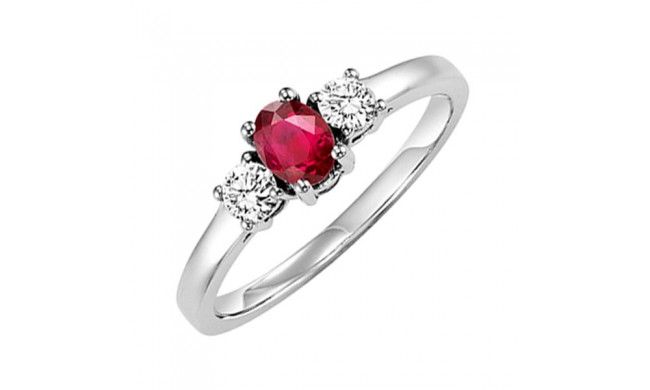 Gems One 14Kt White Gold Diamond (1/4Ctw) & Ruby (1/2 Ctw) Ring