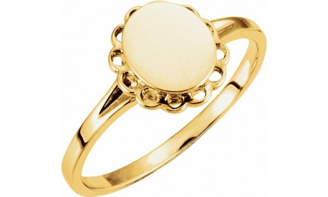14K Yellow 8x6.7 mm Oval Signet Ring