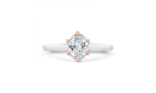Shah Luxury 14K Two-Tone Gold Oval Diamond Solitaire Engagement Ring  (Semi-Mount)