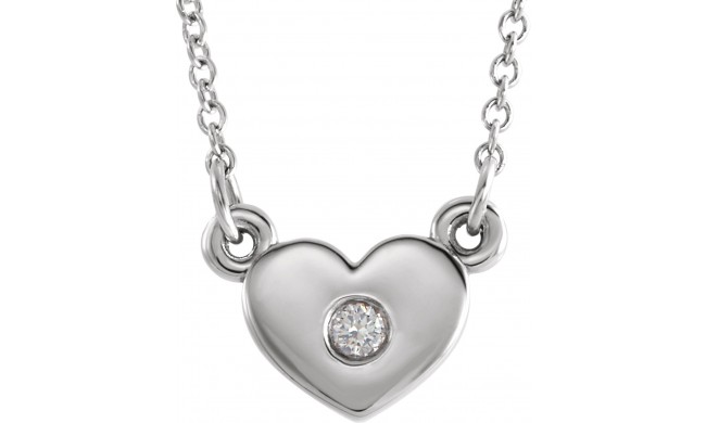 14K White .03 CTW Diamond Heart 16 Necklace