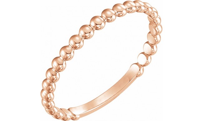 14K Rose 2 mm Stackable Bead Ring