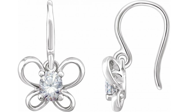 14K White 4x3 mm Oval April Youth Butterfly Birthstone Earrings