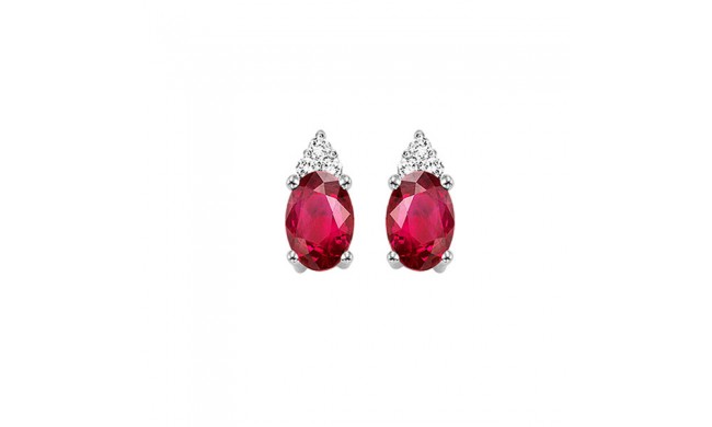 Gems One 10Kt White Gold Diamond (1/20Ctw) & Ruby (1/2 Ctw) Earring