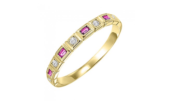 Gems One 10Kt Yellow Gold Diamond (1/12Ctw) & Pink Sapphire (1/8 Ctw) Ring