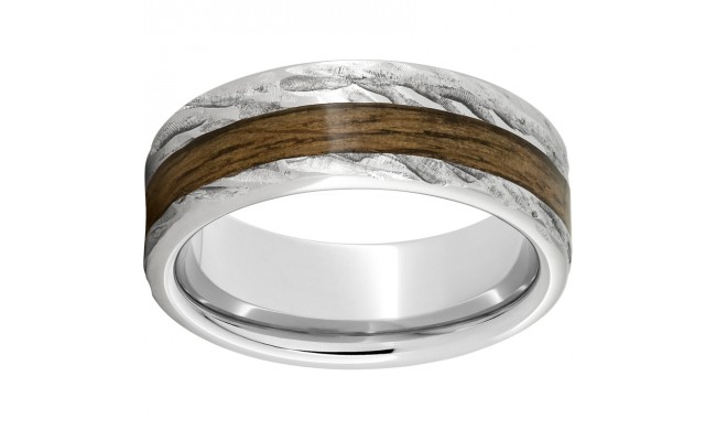 Serinium Pipe Cut Band with Bourbon Barrel Aged Inlay and Bark Finish