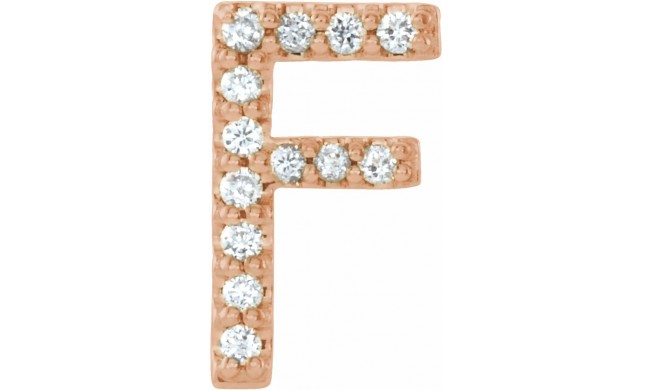 14K Rose .05 CTW Diamond Single Initial F Earring