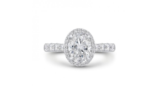 Shah Luxury Oval Diamond Halo Engagement Ring In 14K White Gold (Semi-Mount)