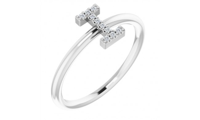 14K White .04 CTW Diamond Initial I Ring