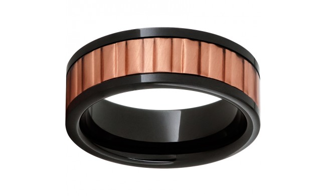 Black Diamond Ceramic Pipe Cut Band with a New Jersey Pattern Copper Inlay