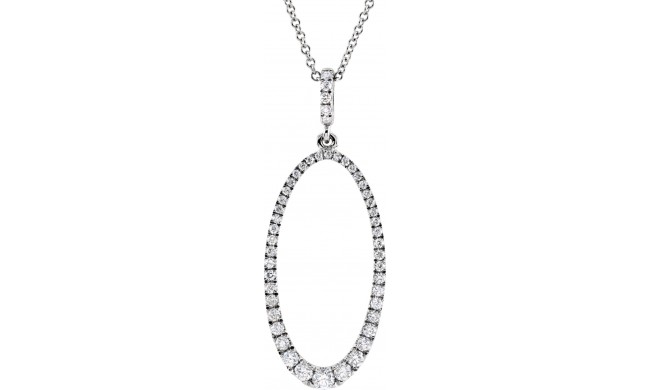 14K White 5/8 CTW Diamond Oval Silhouette 18 Necklace