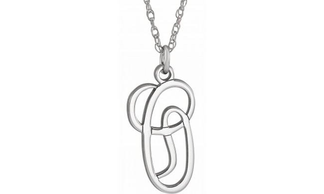 14K White Script Initial O 16-18 Necklace