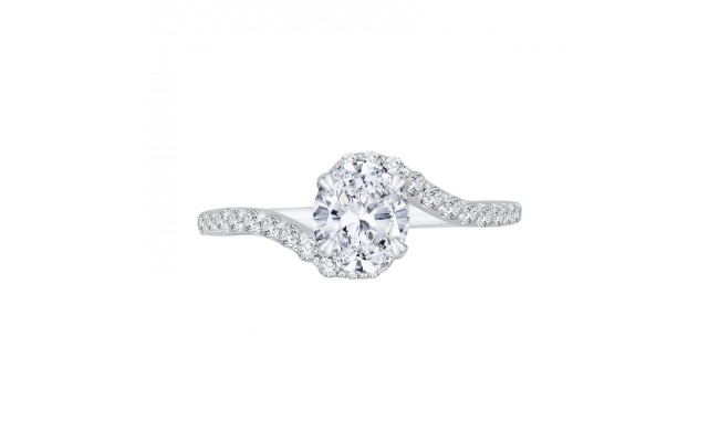 Shah Luxury 14K White Gold Oval Cut Diamond Promise Engagement Ring (Semi-Mount)
