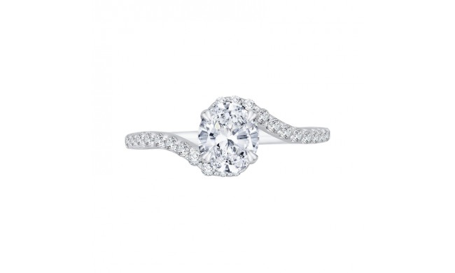 Shah Luxury 14K White Gold Oval Cut Diamond Promise Engagement Ring (Semi-Mount)