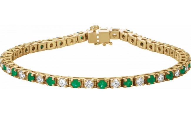 14K Yellow Emerald & 2 1/3 CTW Diamond Line 7 Bracelet