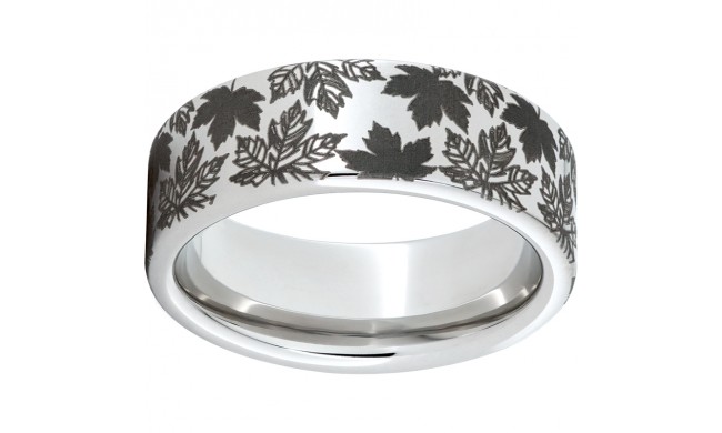Serinium Pipe Cut Band with Fall Foliage Laser Engraving