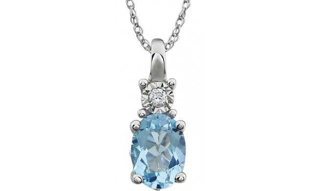 14K White Sky Blue Topaz & .02 CTW Diamond 18 Necklace