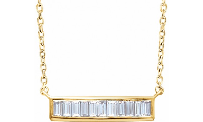 14K Yellow 1/4 CTW Diamond Baguette Bar 16-18 Necklace