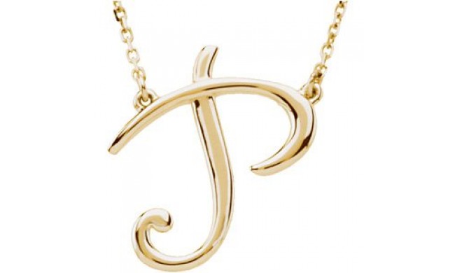 14K Yellow Script Initial P 16 Necklace