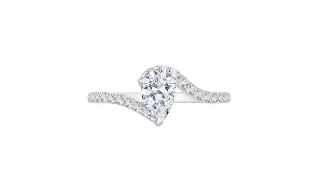 Shah Luxury 14K White Gold Pear Diamond Promise Engagement Ring (Semi-Mount)
