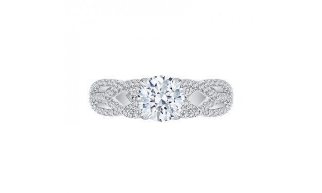 Shah Luxury 14K White Gold Round Diamond Engagement Ring with Split Shank (Semi-Mount)