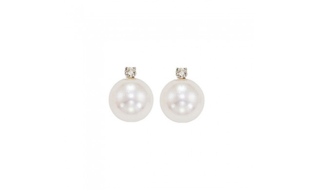 Gems One 14Kt White Gold Diamond (1/20Ctw) & Pearl (1 Ctw) Earring