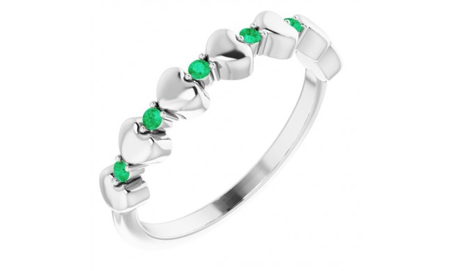 14K White Emerald Stackable Heart Ring