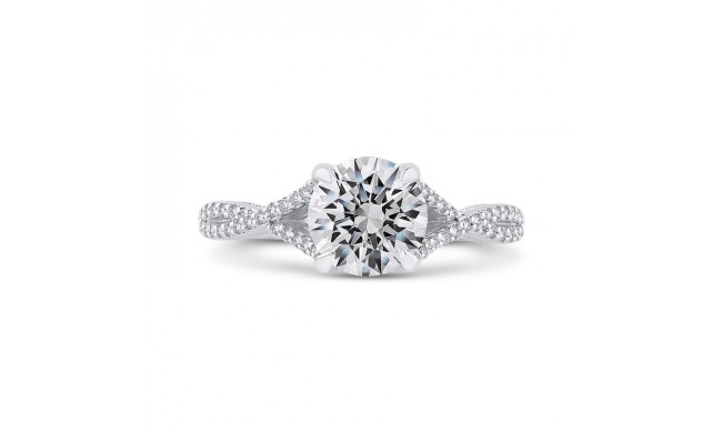 Shah Luxury Round Diamond Engagement Ring In 14K White Gold with Split Shank (Semi-Mount)