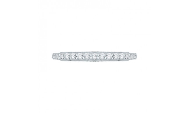Shah Luxury 14K White Gold Round Diamond Wedding Band with Euro Shank