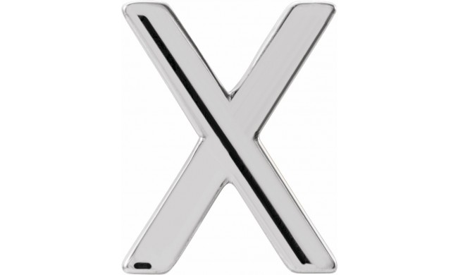 14K White Single Initial X Earring