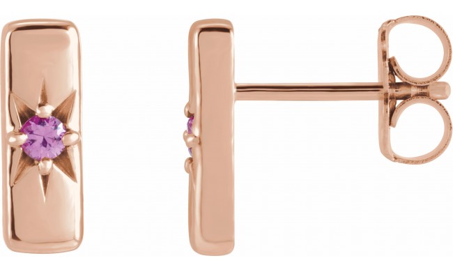14K Rose Pink Sapphire Starburst Bar Earrings